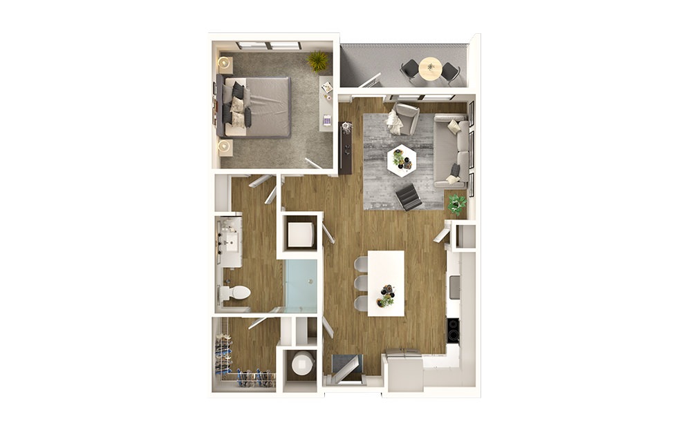 A4 - 1 bedroom floorplan layout with 1 bath and 770 square feet.