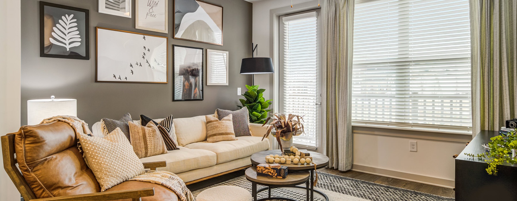 Apartment with spacious living room and connected balcony